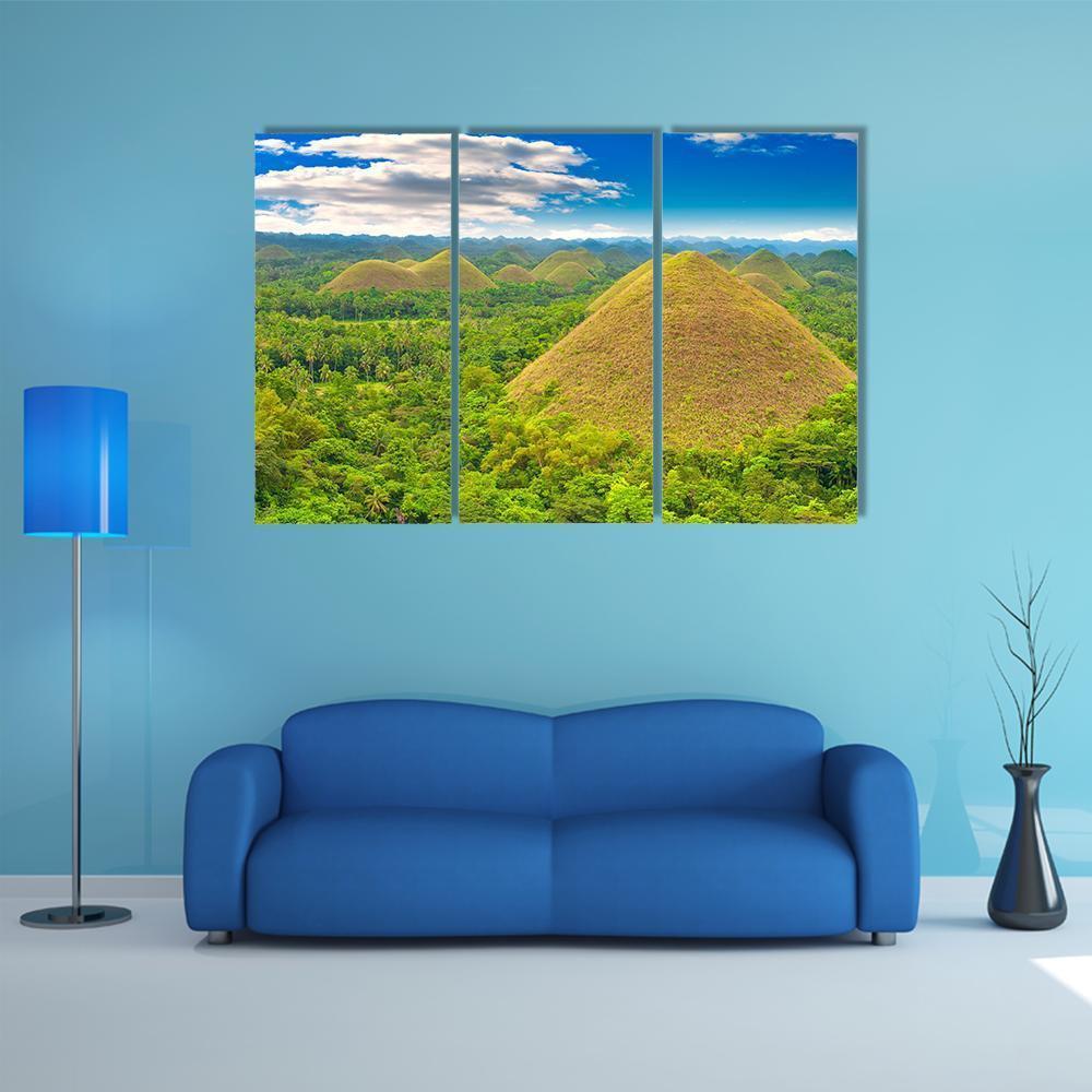 Chocolate Hills Canvas Wall Art-3 Horizontal-Gallery Wrap-37" x 24"-Tiaracle