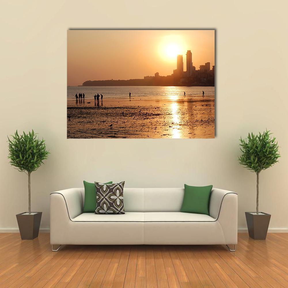 Chowpatty Beach Canvas Wall Art-1 Piece-Gallery Wrap-48" x 32"-Tiaracle