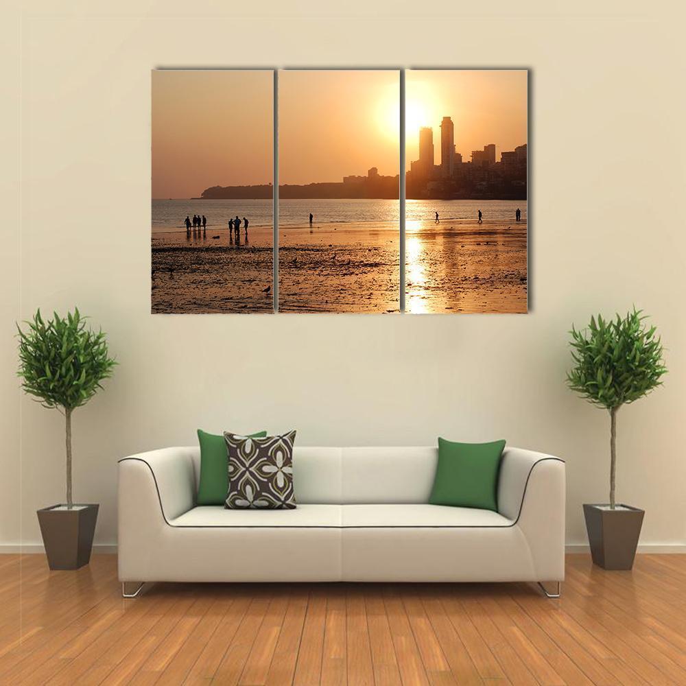 Chowpatty Beach Canvas Wall Art-3 Horizontal-Gallery Wrap-37" x 24"-Tiaracle