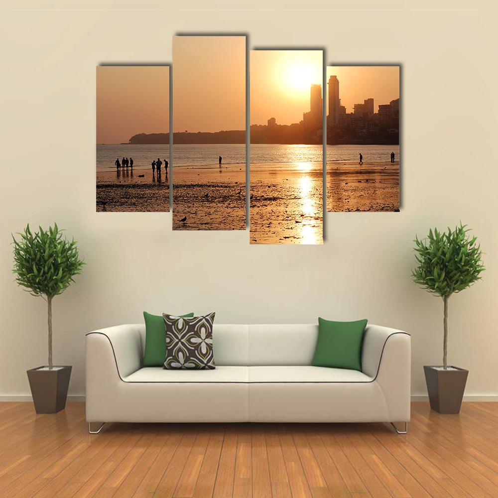 Chowpatty Beach Canvas Wall Art-4 Pop-Gallery Wrap-50" x 32"-Tiaracle