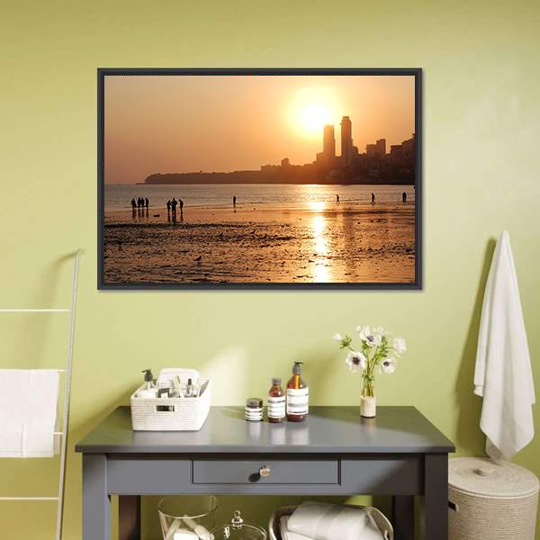 Chowpatty Beach Canvas Wall Art-3 Horizontal-Gallery Wrap-25" x 16"-Tiaracle
