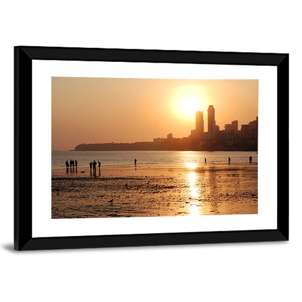 Chowpatty Beach Canvas Wall Art-3 Horizontal-Gallery Wrap-25" x 16"-Tiaracle