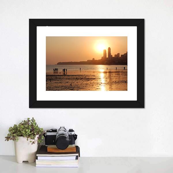 Chowpatty Beach Canvas Wall Art-3 Horizontal-Gallery Wrap-25" x 16"-Tiaracle