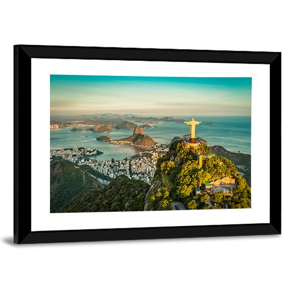 Christ &amp; Botafogo Bay Canvas Wall Art-3 Horizontal-Gallery Wrap-25&quot; x 16&quot;-Tiaracle