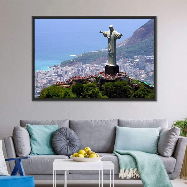 Christ The Redeemer Brazil Vertical Canvas Wall Art-3 Vertical-Gallery Wrap-12" x 25"-Tiaracle
