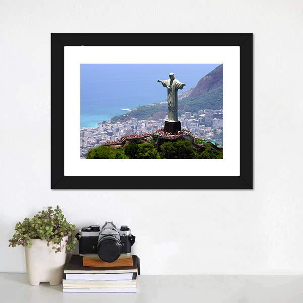 Christ The Redeemer Brazil Vertical Canvas Wall Art-3 Vertical-Gallery Wrap-12" x 25"-Tiaracle