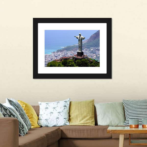 Christ The Redeemer Brazil Vertical Canvas Wall Art-3 Vertical-Gallery Wrap-12" x 25"-Tiaracle