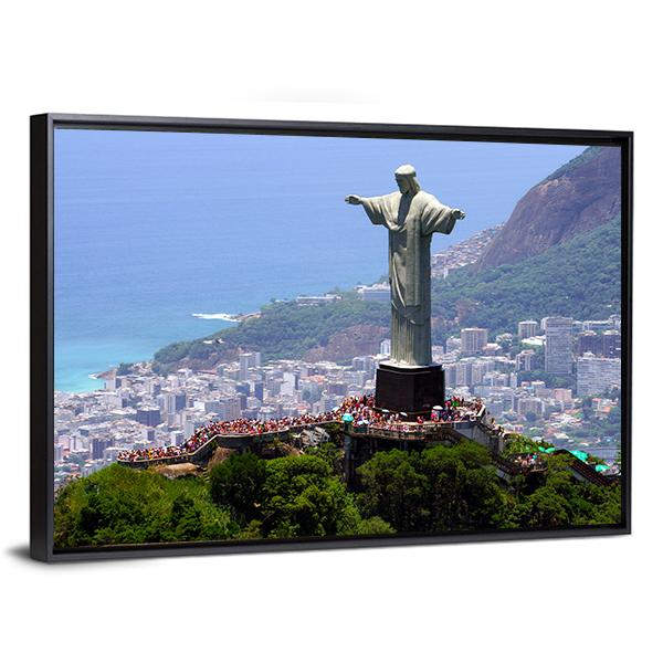 Christ The Redeemer Brazil Vertical Canvas Wall Art-3 Vertical-Gallery Wrap-12" x 25"-Tiaracle