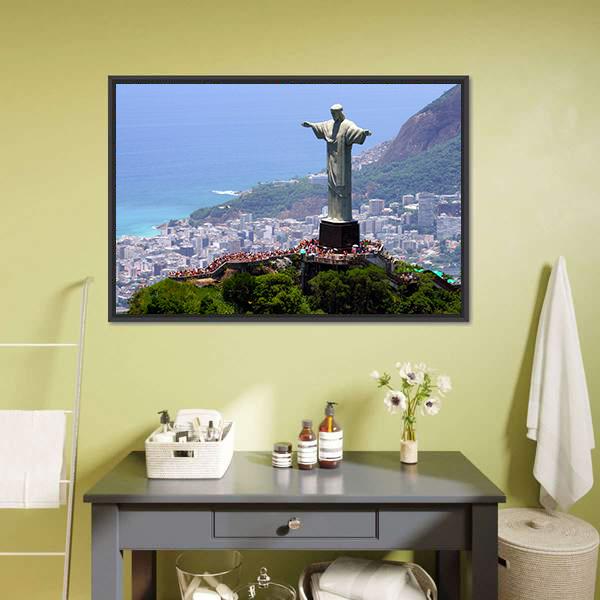 Christ The Redeemer Brazil Vertical Canvas Wall Art-3 Vertical-Gallery Wrap-12" x 25"-Tiaracle
