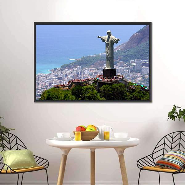 Christ The Redeemer Brazil Vertical Canvas Wall Art-3 Vertical-Gallery Wrap-12" x 25"-Tiaracle