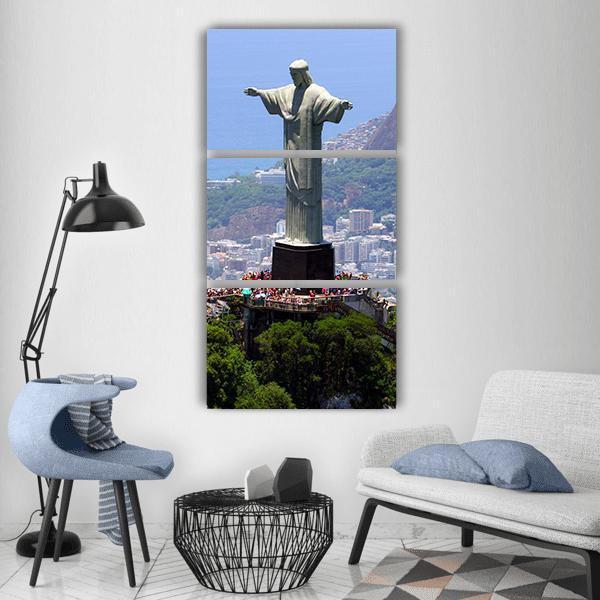 Christ The Redeemer Brazil Vertical Canvas Wall Art-3 Vertical-Gallery Wrap-12" x 25"-Tiaracle