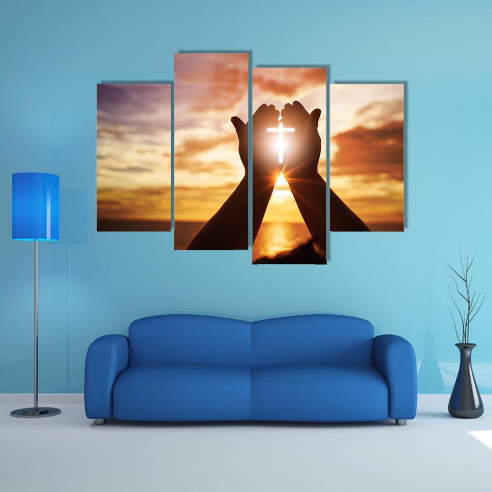Christian Religion Concept Canvas Wall Art-4 Pop-Gallery Wrap-34" x 20"-Tiaracle
