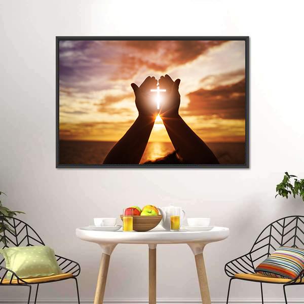 Christian Religion Concept Canvas Wall Art-1 Piece-Floating Frame-24" x 16"-Tiaracle