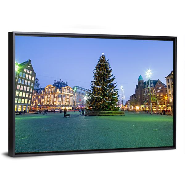Christmas In Amsterdam Canvas Wall Art-3 Horizontal-Gallery Wrap-25&quot; x 16&quot;-Tiaracle