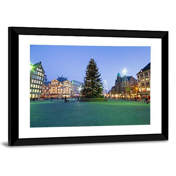 Christmas In Amsterdam Canvas Wall Art-3 Horizontal-Gallery Wrap-25&quot; x 16&quot;-Tiaracle