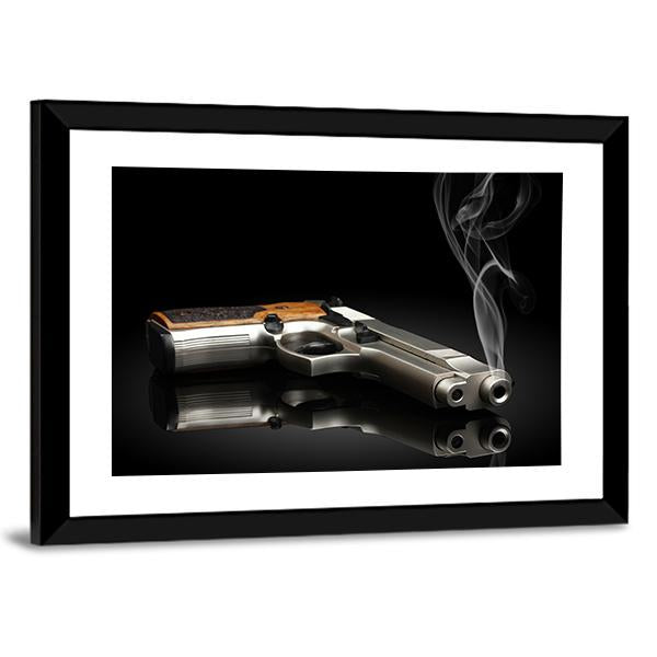 Chromed Handgun Canvas Wall Art-5 Horizontal-Gallery Wrap-22" x 12"-Tiaracle