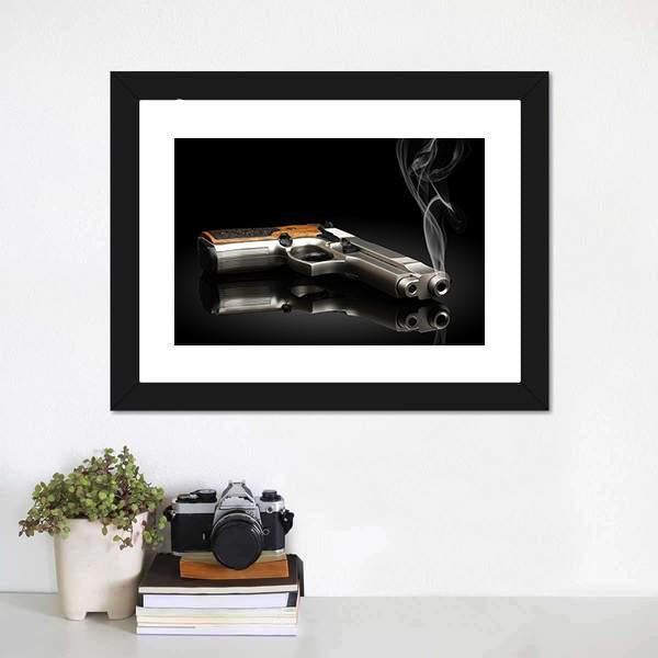 Chromed Handgun Canvas Wall Art-5 Horizontal-Gallery Wrap-22" x 12"-Tiaracle