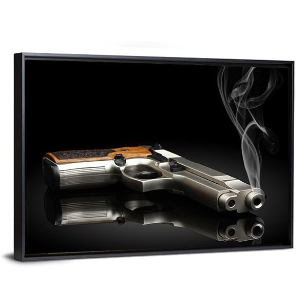 Chromed Handgun Canvas Wall Art-5 Horizontal-Gallery Wrap-22" x 12"-Tiaracle