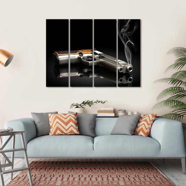 Chromed Handgun Canvas Wall Art-4 Horizontal-Gallery Wrap-34" x 24"-Tiaracle