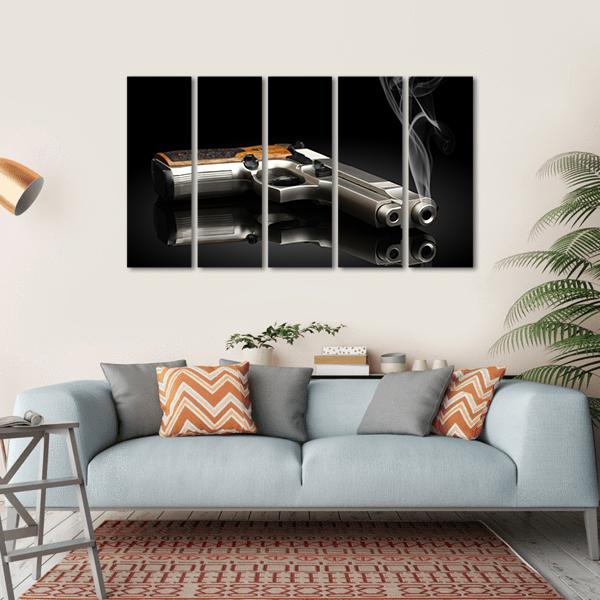 Chromed Handgun Canvas Wall Art-5 Horizontal-Gallery Wrap-22" x 12"-Tiaracle