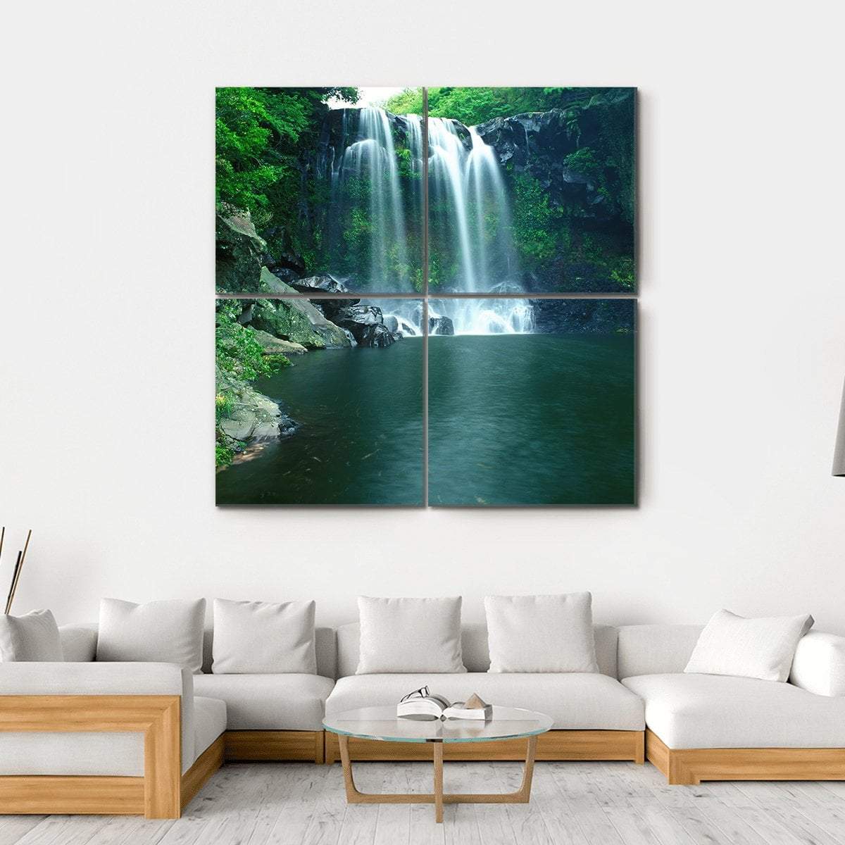 Chunjeyun Waterfall Canvas Wall Art-4 Square-Gallery Wrap-17" x 17"-Tiaracle