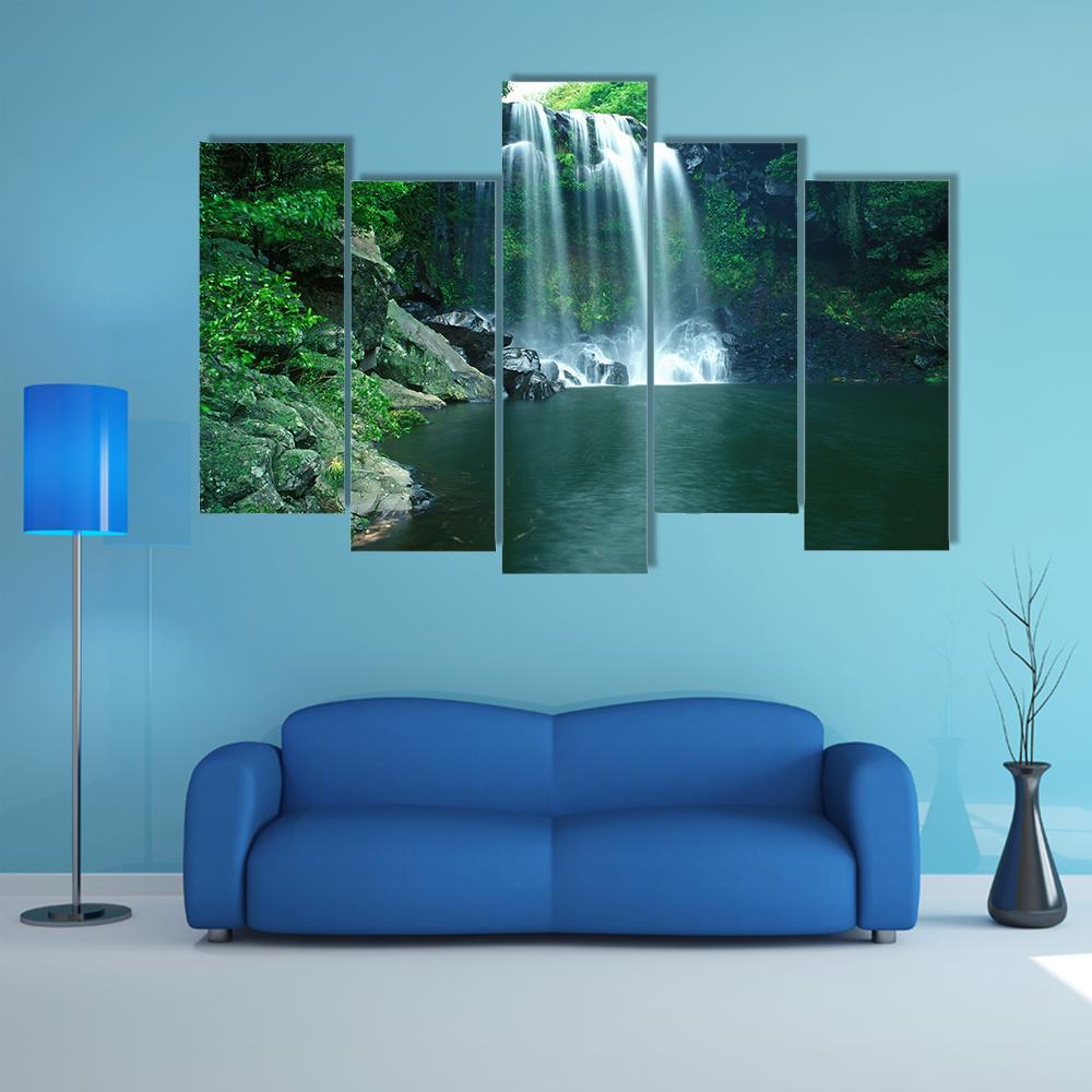Chunjeyun Waterfall Canvas Wall Art-5 Pop-Gallery Wrap-47" x 32"-Tiaracle