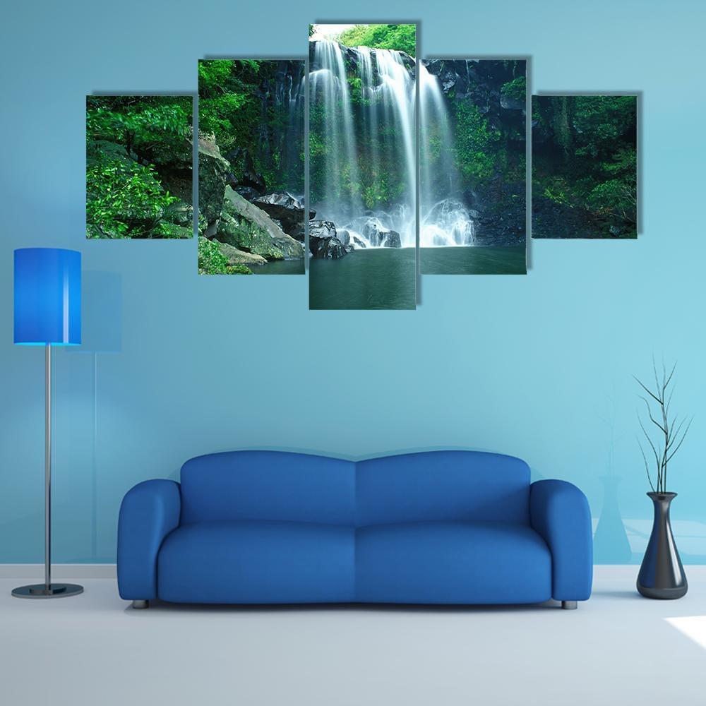 Chunjeyun Waterfall Canvas Wall Art-5 Star-Gallery Wrap-62" x 32"-Tiaracle