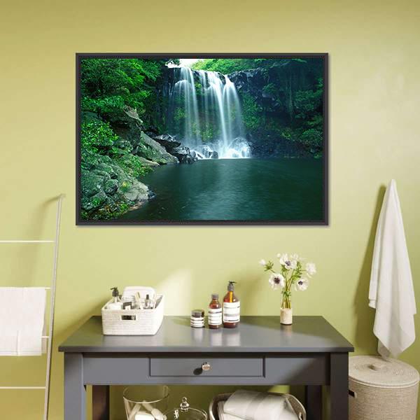 Chunjeyun Waterfall Canvas Wall Art-3 Horizontal-Gallery Wrap-25" x 16"-Tiaracle