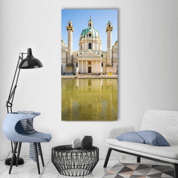 Baroque Karlskirche Vienna Vertical Canvas Wall Art-1 Vertical-Gallery Wrap-12" x 24"-Tiaracle