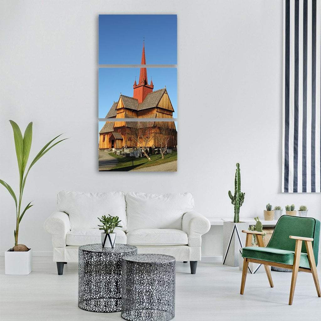 Church Cemetery In Oppland Vertical Canvas Wall Art-3 Vertical-Gallery Wrap-12" x 25"-Tiaracle