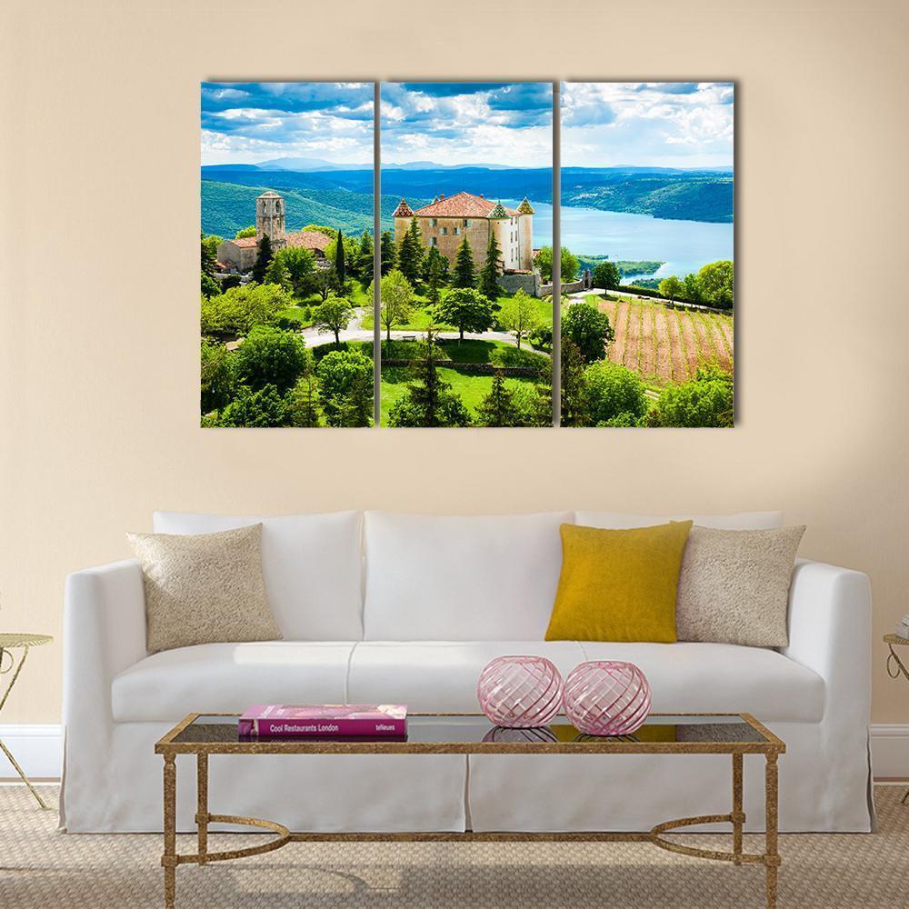 Church In Aiguines Canvas Wall Art-3 Horizontal-Gallery Wrap-37" x 24"-Tiaracle