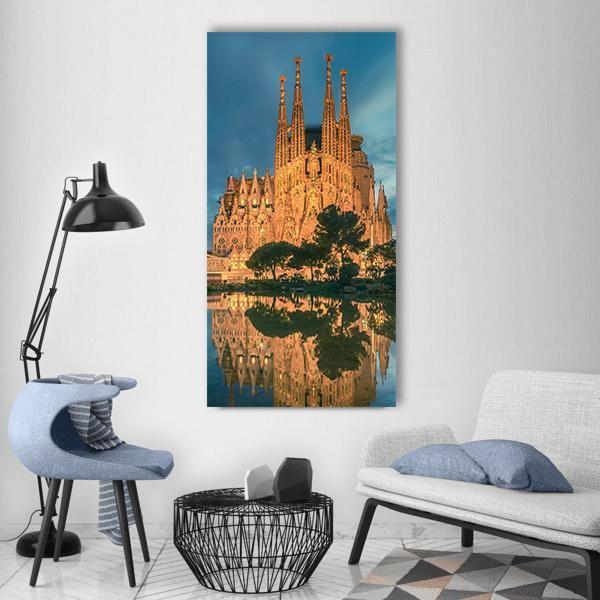 Sagrada Familia Church Vertical Canvas Wall Art-3 Vertical-Gallery Wrap-12" x 25"-Tiaracle