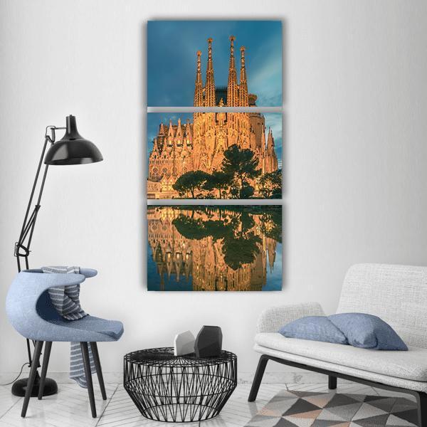 Sagrada Familia Church Vertical Canvas Wall Art-3 Vertical-Gallery Wrap-12" x 25"-Tiaracle