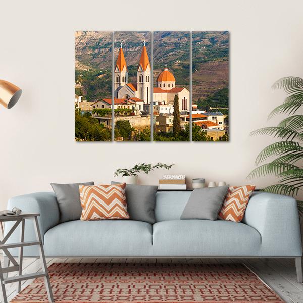 Church In Bsharri Canvas Wall Art-4 Horizontal-Gallery Wrap-34" x 24"-Tiaracle