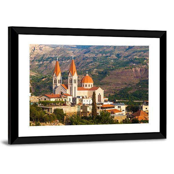 Church In Bsharri Panoramic Canvas Wall Art-1 Piece-36" x 12"-Tiaracle