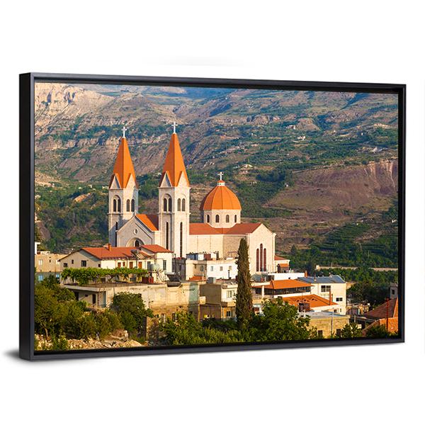 Church In Bsharri Panoramic Canvas Wall Art-1 Piece-36" x 12"-Tiaracle