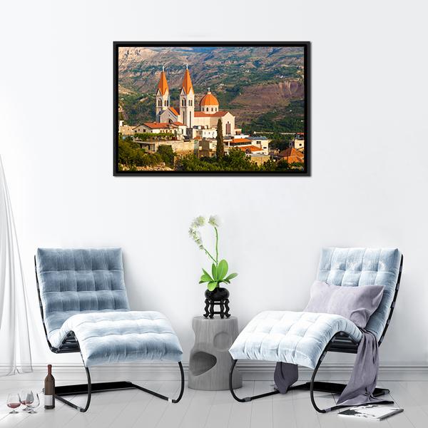 Church In Bsharri Panoramic Canvas Wall Art-1 Piece-36" x 12"-Tiaracle