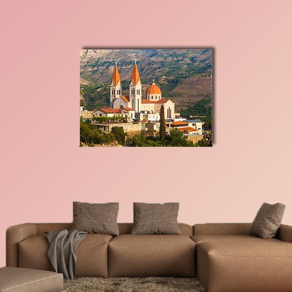 Church In Bsharri Canvas Wall Art-1 Piece-Gallery Wrap-48" x 32"-Tiaracle