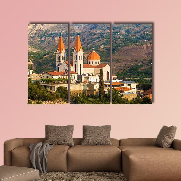 Church In Bsharri Canvas Wall Art-3 Horizontal-Gallery Wrap-37" x 24"-Tiaracle