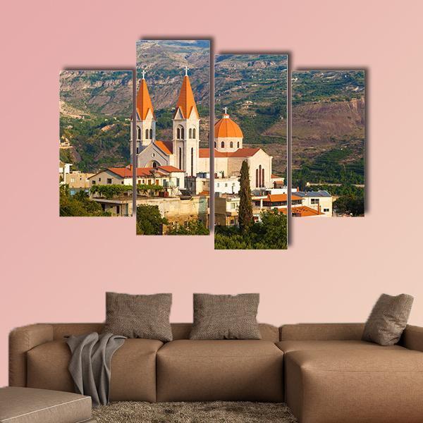 Church In Bsharri Canvas Wall Art-4 Pop-Gallery Wrap-50" x 32"-Tiaracle