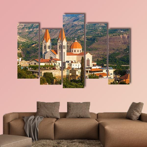 Church In Bsharri Canvas Wall Art-5 Pop-Gallery Wrap-47" x 32"-Tiaracle