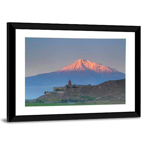 Church In Khor Virap Canvas Wall Art-3 Horizontal-Gallery Wrap-25" x 16"-Tiaracle