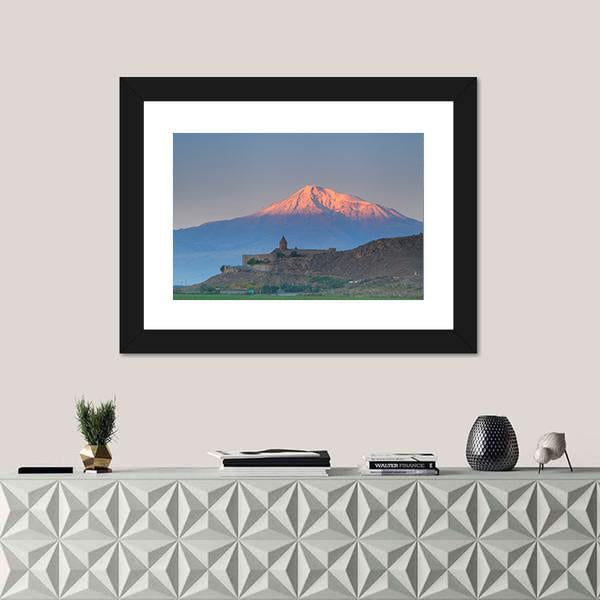 Church In Khor Virap Canvas Wall Art-3 Horizontal-Gallery Wrap-25" x 16"-Tiaracle