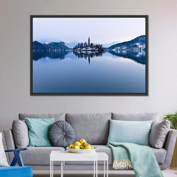 Church In Lake Bled Panoramic Canvas Wall Art-1 Piece-36" x 12"-Tiaracle