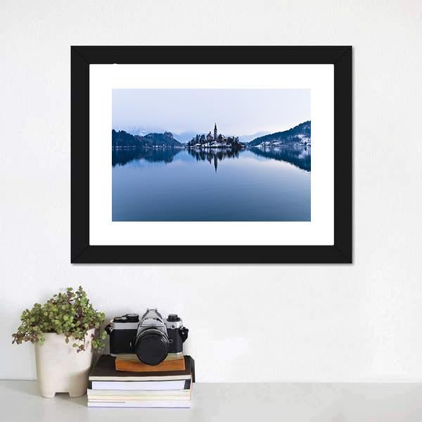 Church In Lake Bled Panoramic Canvas Wall Art-1 Piece-36" x 12"-Tiaracle