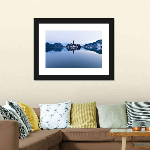 Church In Lake Bled Panoramic Canvas Wall Art-1 Piece-36" x 12"-Tiaracle