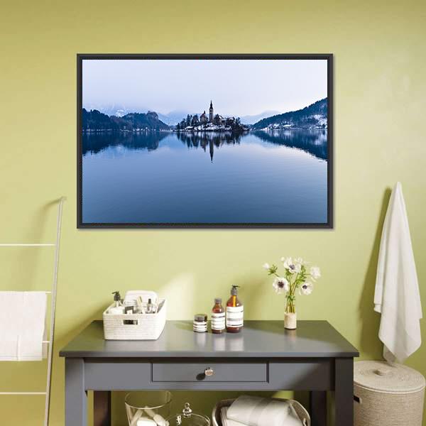 Church In Lake Bled Panoramic Canvas Wall Art-1 Piece-36" x 12"-Tiaracle