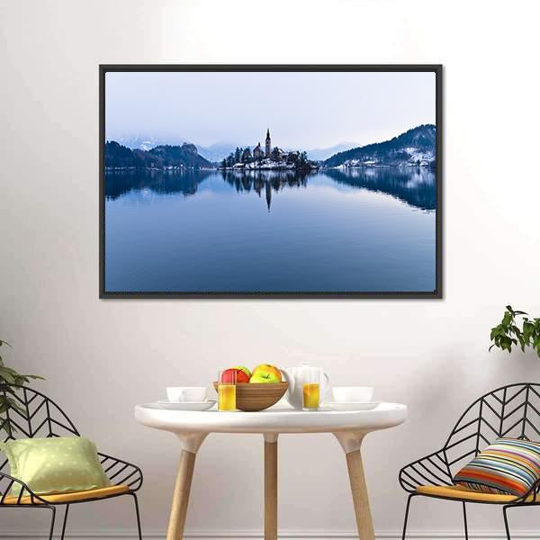 Church In Lake Bled Panoramic Canvas Wall Art-1 Piece-36" x 12"-Tiaracle