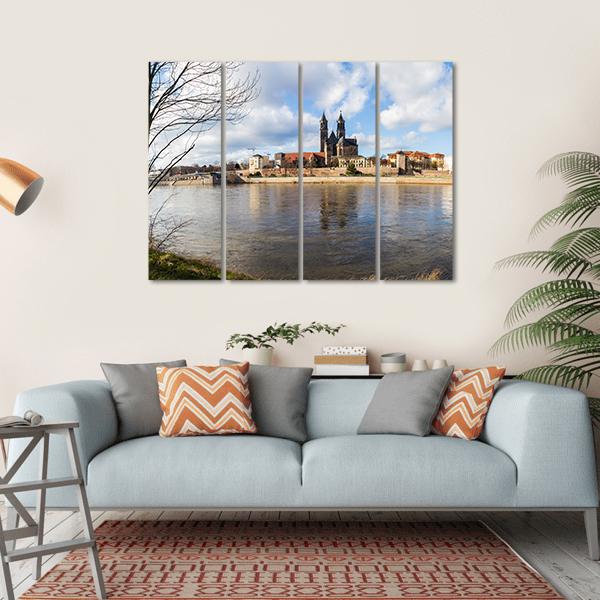 Church In Magdeburg Canvas Wall Art-4 Horizontal-Gallery Wrap-34" x 24"-Tiaracle
