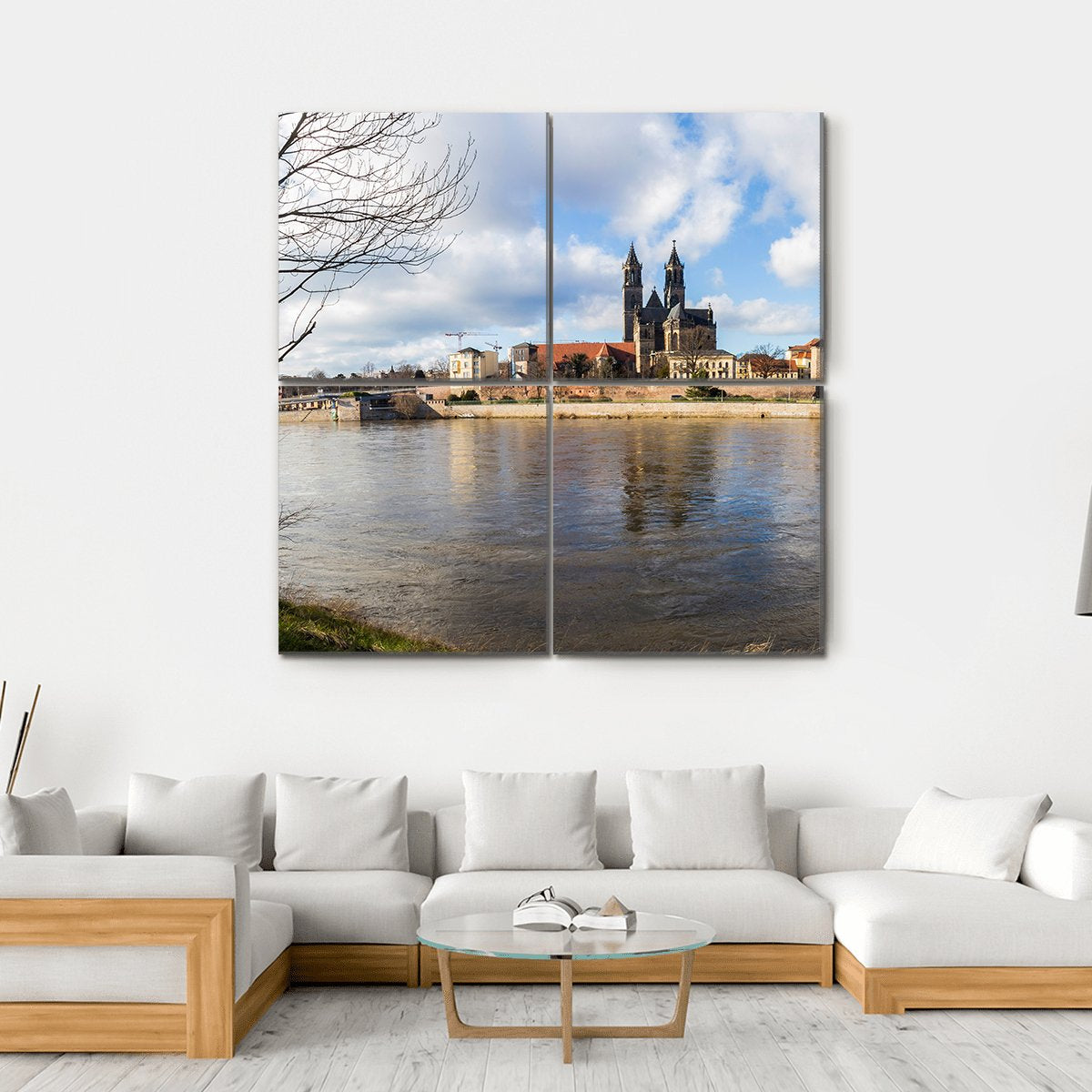 Church In Magdeburg Canvas Wall Art-4 Square-Gallery Wrap-17" x 17"-Tiaracle